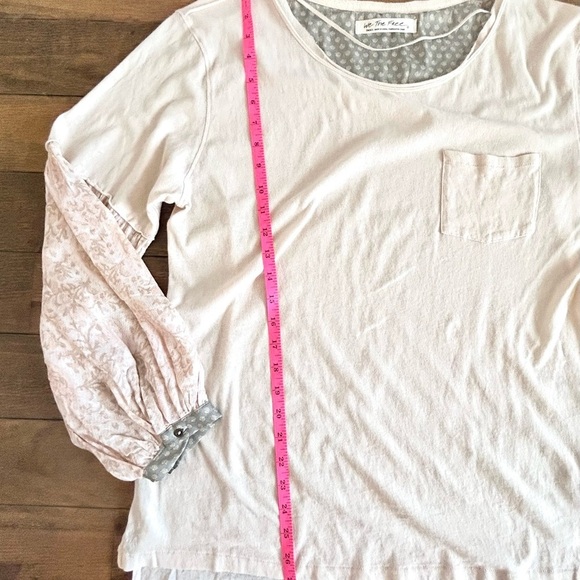 WE THE FREE Free People Jade Long Balloon Sleeve Pattern Print Top Ecru in Cream - Picture 15 of 17